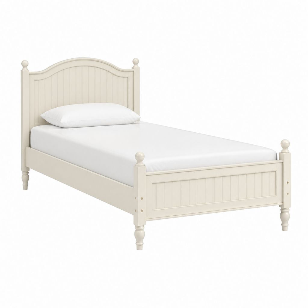 Cadre de lit une place blanc en pin massif et MDF 90 x 190 cm